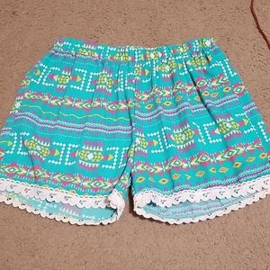 super cute, teal, w/ lace detail, flowy, shorts